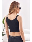 Short knitted blouse with straps, black MP32858 - Online store - Boutique